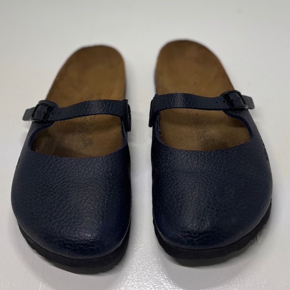 Birkenstock Mary Blue Leather Clogs Women’s 38 US 7 Narrow Strap Buckle - Picture 4 of 12